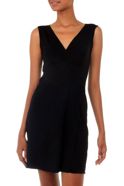 Jersey knit dress, 'Black Sumatra Chic' - Hand Crafted Short Jersey Knit Dress