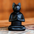 Wood sculpture, 'Black Cat in Deep Meditation' - Handcrafted Suar Wood Sculpture (image 2b) thumbail
