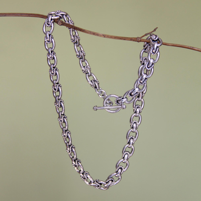 Sterling silver chain necklace, 'Brave Lady' - Fair Trade Indonesian Silver Chain Necklace