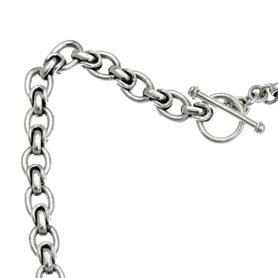 Men's sterling silver chain necklace, 'Brave Knight' - Men's sterling silver chain necklace