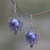 Cultured pearl and garnet dangle earrings, 'Bandung Blue Moon' - Indonesian Sterling Silver and Pearl Dangle Earrings thumbail