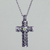 Peridot pendant necklace, 'Jasmine Cross' - Peridot and Sterling Silver Pendant Necklace thumbail
