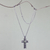 Peridot pendant necklace, 'Jasmine Cross' - Peridot and Sterling Silver Pendant Necklace (image 2b) thumbail