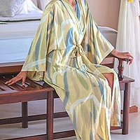 Women's batik robe, 'Sweet Nuance'