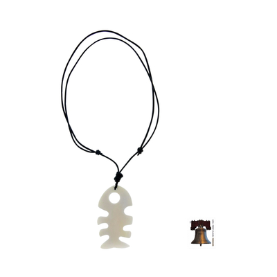 Men's bone pendant necklace, 'Fish Tale' - Men's bone pendant necklace