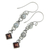 Cultured pearl and garnet dangle earrings, 'Dew' - Cultured pearl and garnet dangle earrings (image 2b) thumbail