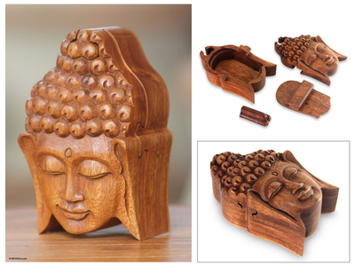 Wood puzzle box, Solemn Buddha