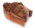 Wood puzzle box, 'Solemn Buddha' - Wood puzzle box