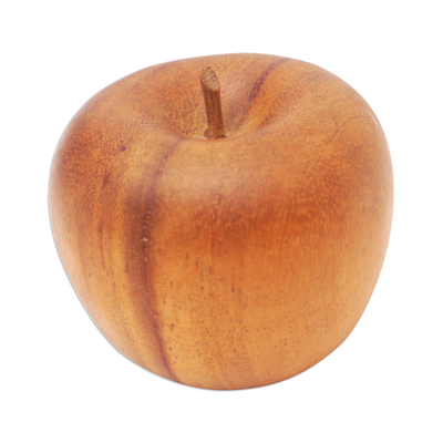 Figura de madera, 'Manzana tentadora' - Figura de fruta única