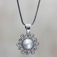 Featured review for Cultured pearl and garnet pendant necklace, Padjajaran Moon