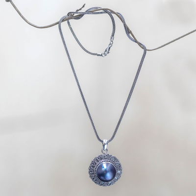 Cultured pearl flower necklace, 'Lavender Bloom' - Cultured pearl flower necklace