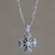 Blue topaz pendant necklace, 'Floral Cross' - Blue topaz pendant necklace thumbail