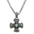 Blue topaz pendant necklace, 'Floral Cross' - Blue topaz pendant necklace (image 2a) thumbail