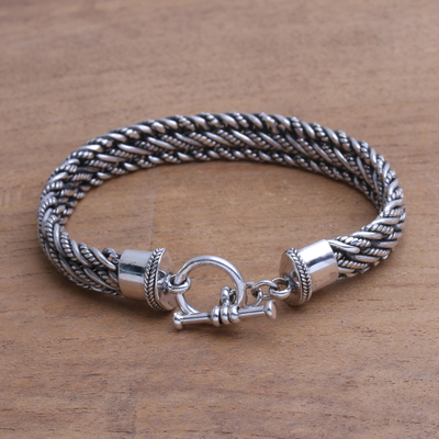 Men's sterling silver bracelet, 'Balinese Centipede' - Men's Silver Bracelet Sterling 925 Handmade