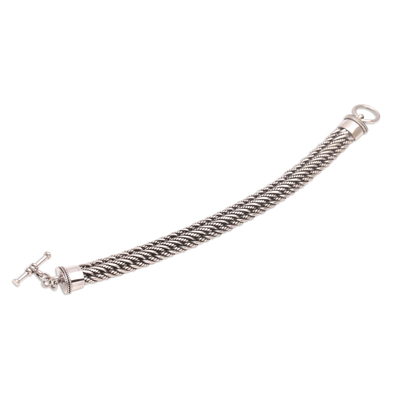 Men's sterling silver bracelet, 'Balinese Centipede' - Men's Silver Bracelet Sterling 925 Handmade