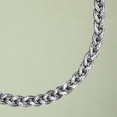 Men's sterling silver necklace, 'Naga Braid' - Men's sterling silver necklace
