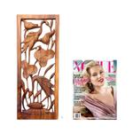 Wood relief panel, 'Herons in a Lotus Pond' - Hand Made Suar Wood Bird Relief Panel