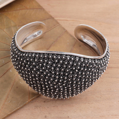 Sterling silver cuff bracelet, 'Pikun Galaxy' - Unique Sterling Silver Cuff Bracelet