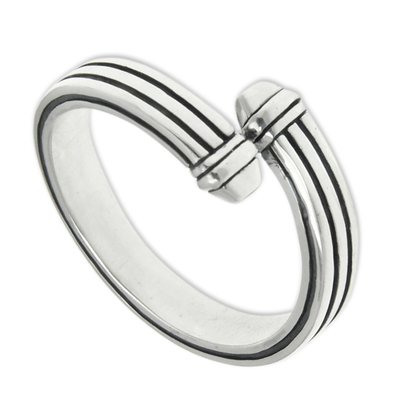 Men's sterling silver ring, 'In My Arms' - Men's sterling silver ring