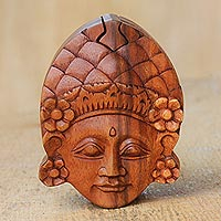 Wood puzzle box, 'Beautiful Dancer' - Balinese Hand Carved Wood Puzzle Box