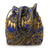 Beaded cotton batik shoulder bag, 'Javanese Bluebird' - Beaded Blue Cotton Batik Shoulder Bag thumbail