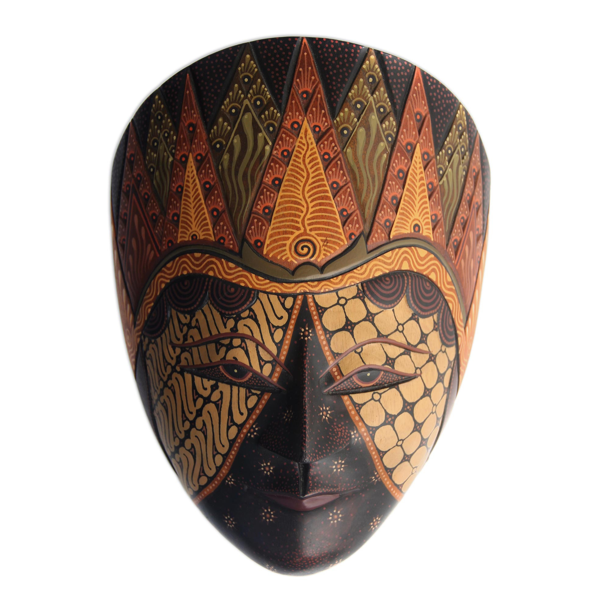 Hand Crafted Wood Batik Mask Indonesian Style Art - Jogjakarta Sultan ...