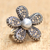 Cultured pearl flower ring, 'White Plumeria' - Women's Cultured Pearl and Silver 925 Flower Ring (image 2) thumbail
