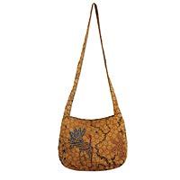 Beaded cotton batik shoulder bag, 'Madura Peacock' - Beaded Cotton Batik Shoulder Bag