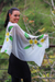 Hand painted silk shawl, 'Yellow Frangipani' - Handpainted Floral Sheer Silk Shawl