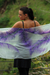 Hand painted silk shawl, 'Purple Fern Shadow' - Handpainted Sheer White Silk Shawl with Purple Ferns