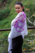 Hand painted silk shawl, 'Lavender Orchid' - Lavender Orchid Handpainted Silk Chiffon Shawl thumbail