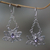Amethyst dangle earrings, 'Treasured Lotus' - Amethyst flower earrings (image 2) thumbail