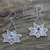 Blue topaz dangle earrings, 'Treasured Lotus' - Blue topaz flower earrings (image 2) thumbail