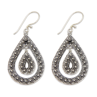 Sterling silver dangle earrings, 'Blossoming Starlight' - Sterling silver dangle earrings