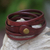 Leather wrap bracelet, 'Crimson Whisper' - Artisan Crafted Red Leather Wrap Bracelet (image 2b) thumbail