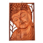 Wood relief panel, 'Young Buddha' - Buddha Portrait Balinese Relief Panel