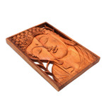 Wood relief panel, 'Young Buddha' - Buddha Portrait Balinese Relief Panel