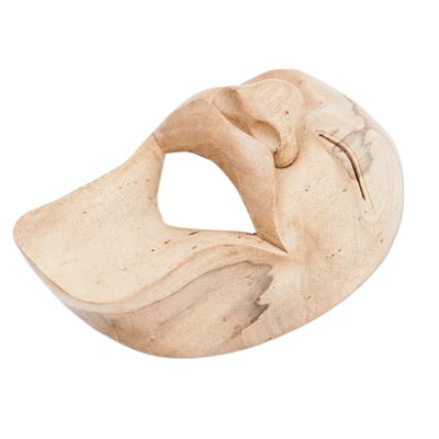Máscara de madera - Máscara de madera de hibisco bali tallada a mano