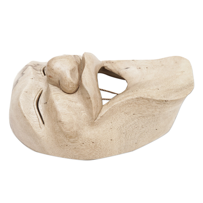 Máscara de madera - Máscara de madera de hibisco bali tallada a mano