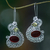 Carnelian and citrine dangle earrings, 'Balinese Swan' - Silver Swan Earrings with Carnelian and Citrine (image 2) thumbail