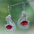 Carnelian and citrine dangle earrings, 'Balinese Swan' - Silver Swan Earrings with Carnelian and Citrine