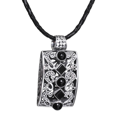 Balinese Artisan Crafted Onyx and Silver Necklace
