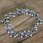 Sterling silver charm bracelet, 'Bright Berries' - Handmade Balinese Silver Charm Bracelet
