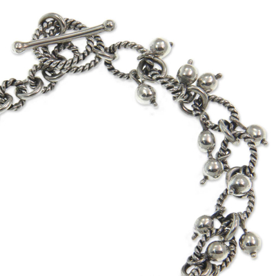 Sterling silver charm bracelet, 'Bright Berries' - Handmade Balinese Silver Charm Bracelet