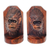 Wood bookends, 'Orangutan Couple' (pair) - Balinese Artisan Crafted Signed Orangutan Bookends (Pair) thumbail