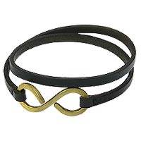 Leather wrap bracelet, 'Brown Infinity' - Artisan Crafted Leather Wrap Bracelet with Large Brass Hook