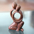 Wood statuette, 'Together Forever' - Abstract Lovers Sculpture thumbail