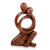 Wood statuette, 'Together Forever' - Abstract Lovers Sculpture thumbail