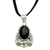 Onyx and amethyst flower necklace, 'Empress Garden' - Onyx Amethyst Citrine and Sterling Silver Necklace Jewelry thumbail