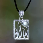 Cultured pearl pendant necklace, 'Nature's Moon' - Artisan Crafted Pearl and Sterling Silver Necklace Jewelry